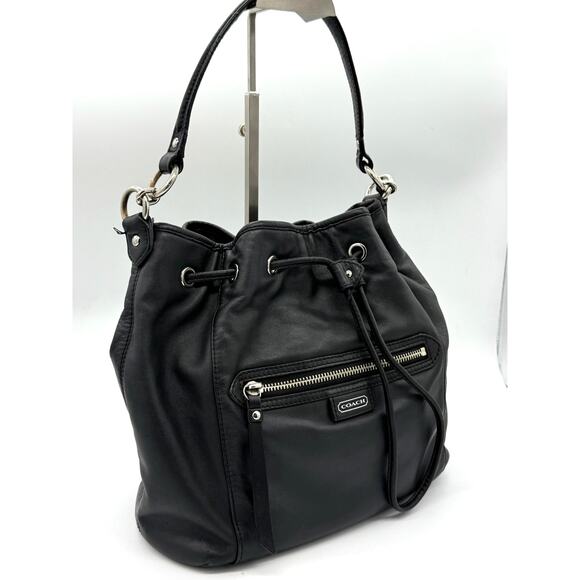 RETAIL $359 COACH Daisy‎ Black Leather Drawstring Shoulder Bucket Bag*Amazing - Picture 3 of 12